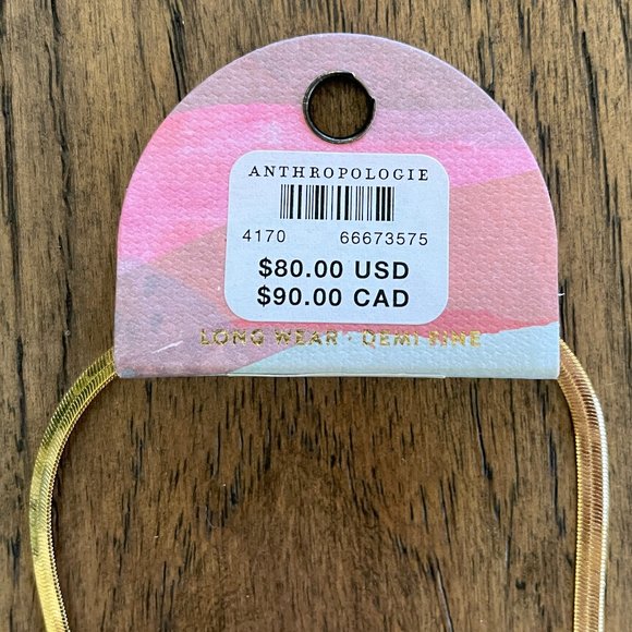 NWT! Anthopologie Flat Gold Herringbone Necklace - Picture 6 of 9